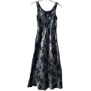 Vintage Y2K Roberta Grey Black‎ Floral Maxi Dress Romantic Goth Formal Size 5/6